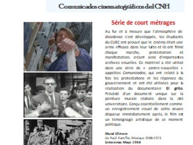 Cycle de Cinéma Mexico 68 – Court métrages -22 octobre 2018 – 20h