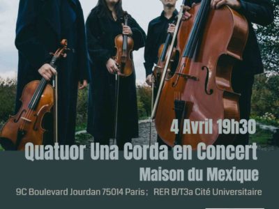 Concierto Quatuor Una Corda, martes 4 de abril – 19h30
