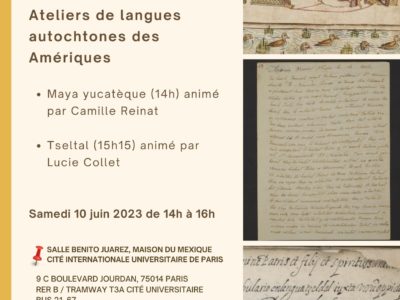 Taller de lenguas autóctonas de las Américas, sábado 10 de junio – 14h