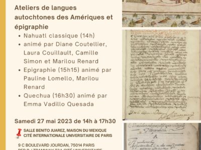 Taller de lenguas autóctonas de las Américas y epigrafía, sábado 27 de mayo – 14h