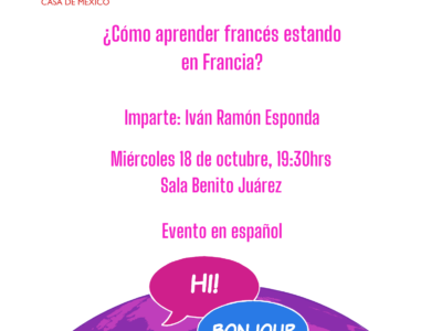Conférence : ¿Cómo aprender francés estando en Francia?, mercredi 18 octobre – 19h30