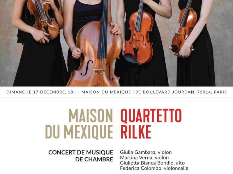 Concierto de música de cámara Quartetto Rilke, domingo 17 de diciembre – 18h