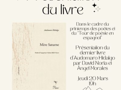 Presentación de libro, jueves 20 de marzo – 19h